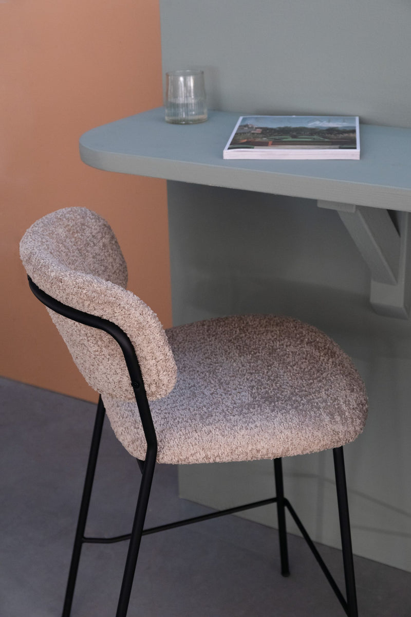 Esszimmerstuhl Jolien im 2er-Set, Schwarz mit Bouclé-Stoff