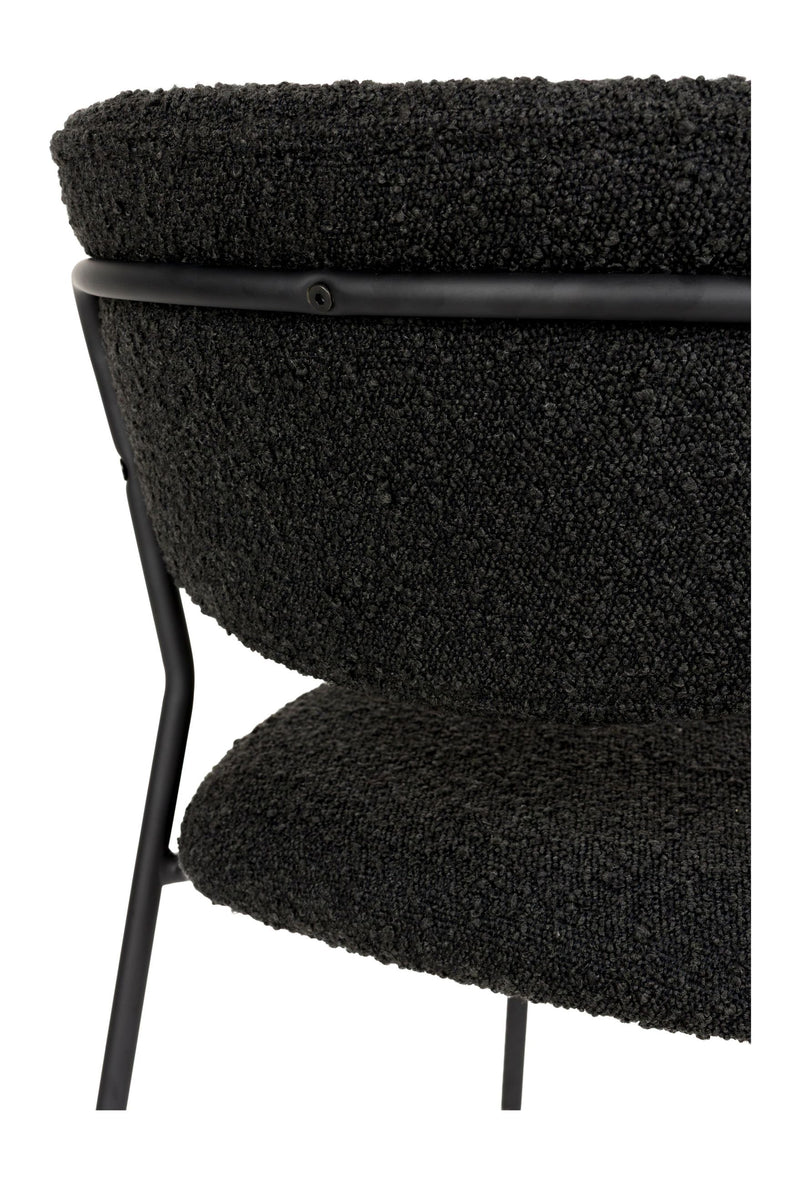 Esszimmerstuhl Jolien im 2er-Set, Schwarz mit Bouclé-Stoff