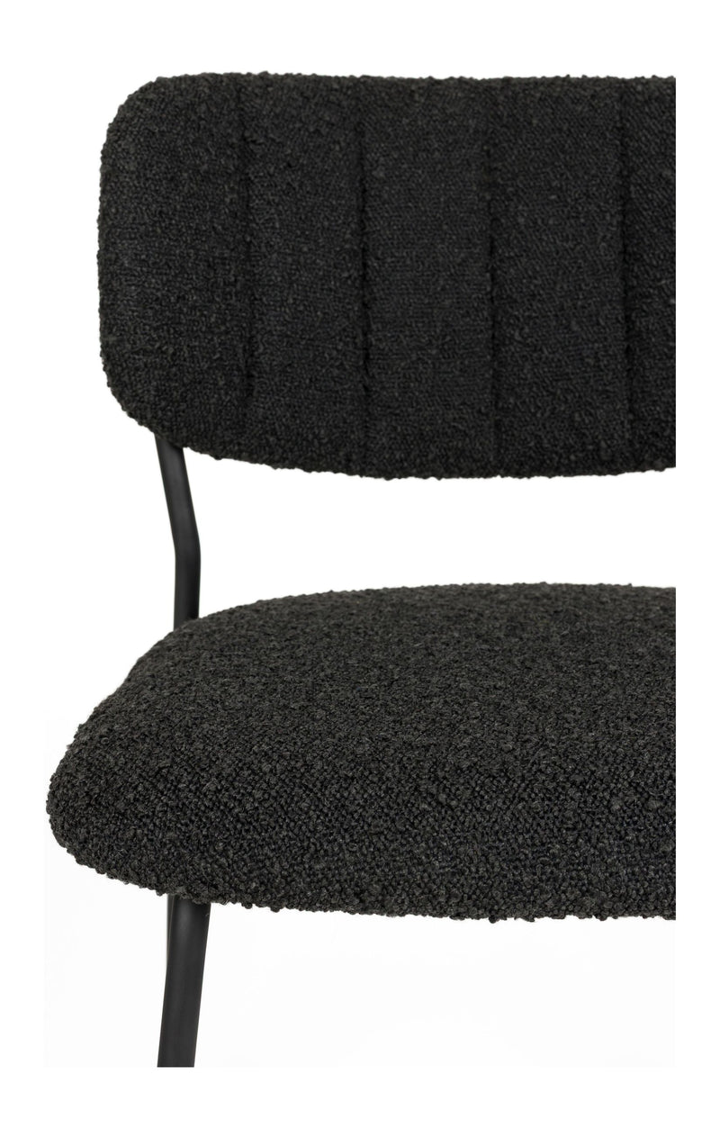 Esszimmerstuhl Jolien im 2er-Set, Schwarz mit Bouclé-Stoff