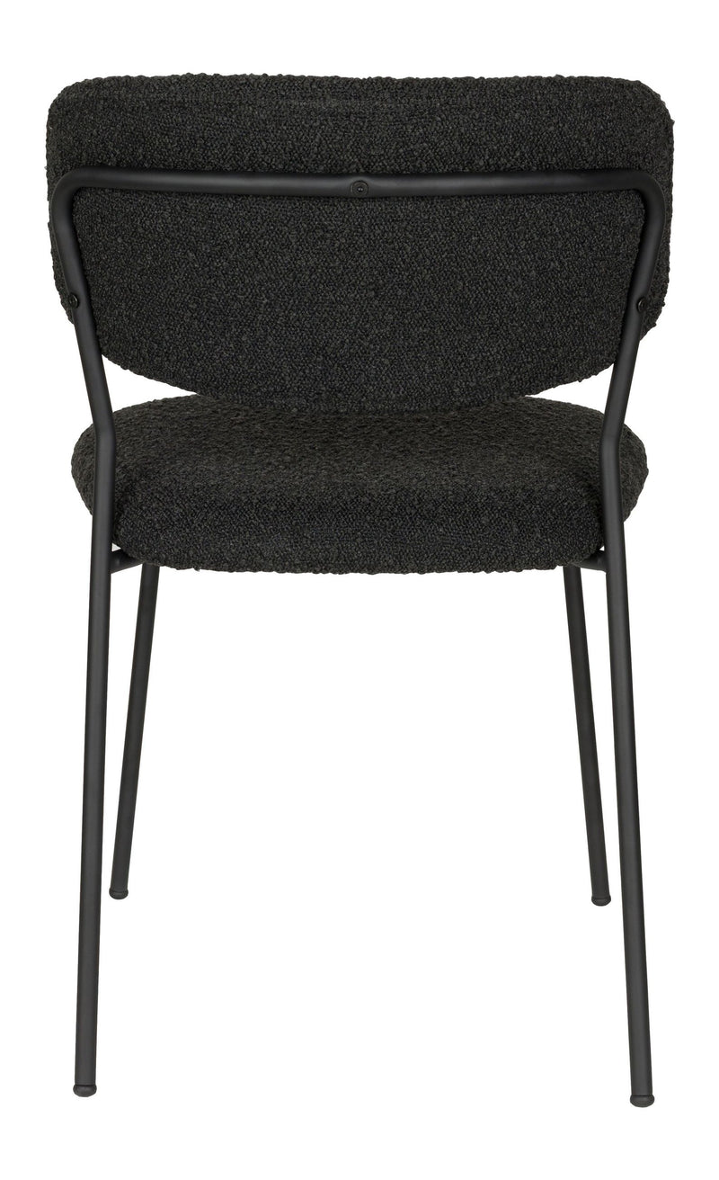 Esszimmerstuhl Jolien im 2er-Set, Schwarz mit Bouclé-Stoff