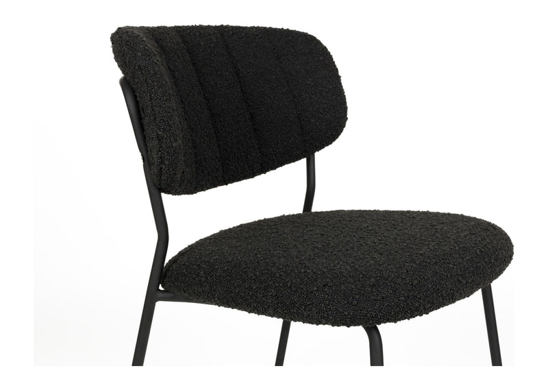 Esszimmerstuhl Jolien im 2er-Set, Schwarz mit Bouclé-Stoff