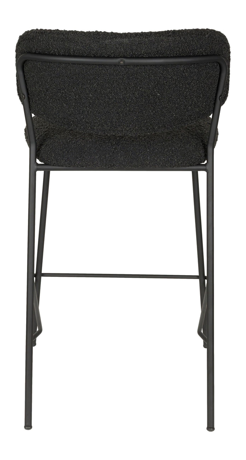 Barhocker Jolien im 2er-Set, Schwarz mit Bouclé-Bezug, Metallgestell