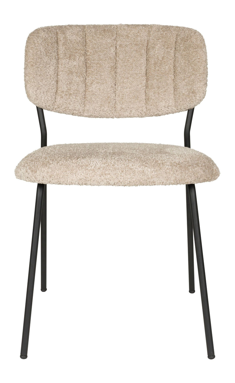 Esszimmerstuhl Jolien im 2er-Set, Beige mit schwarzem Metallgestell