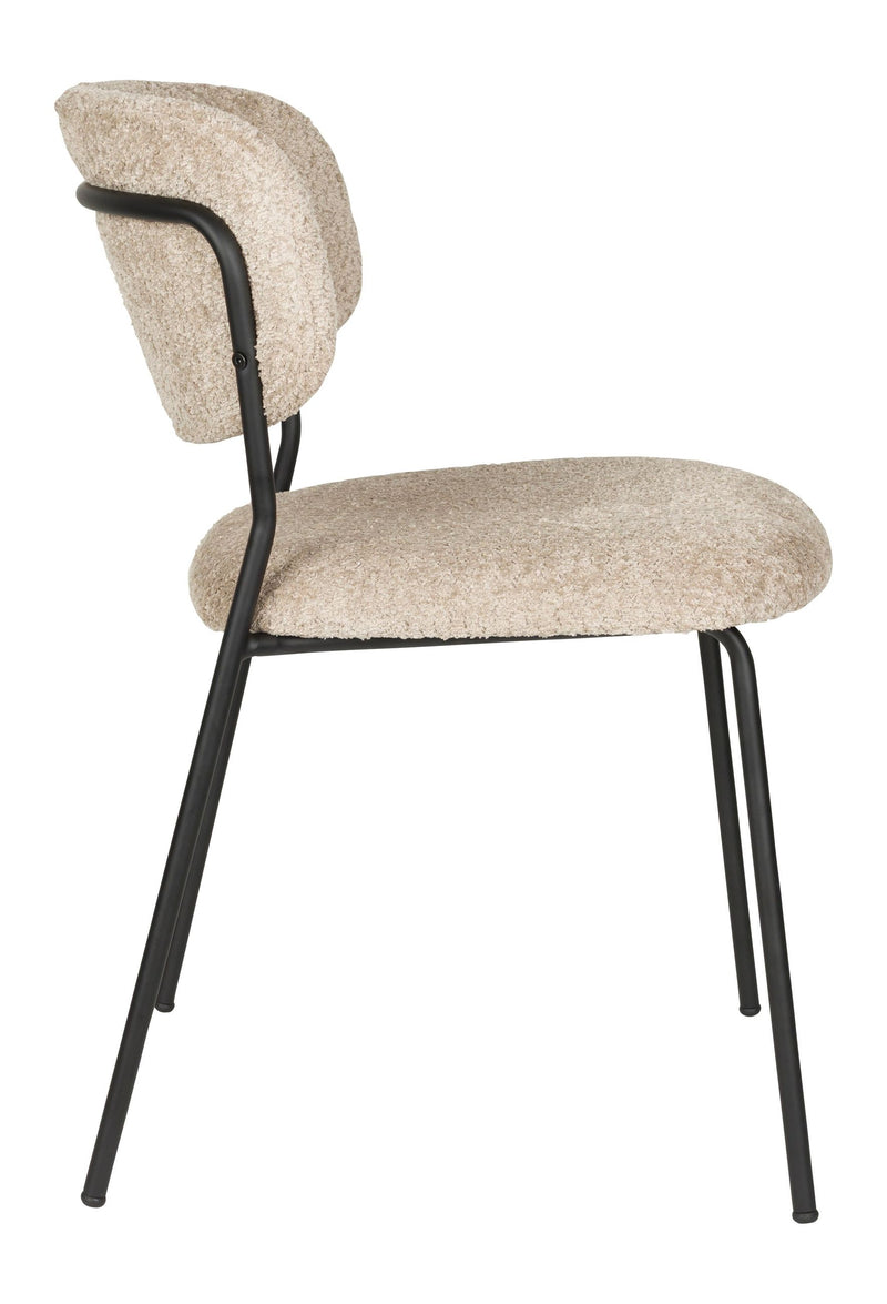 Esszimmerstuhl Jolien im 2er-Set, Beige mit schwarzem Metallgestell