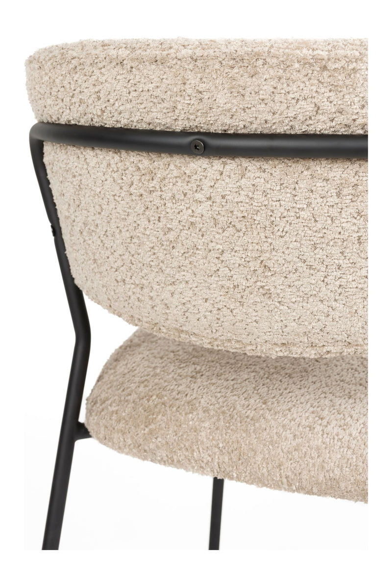 Esszimmerstuhl Jolien im 2er-Set, Beige mit schwarzem Metallgestell