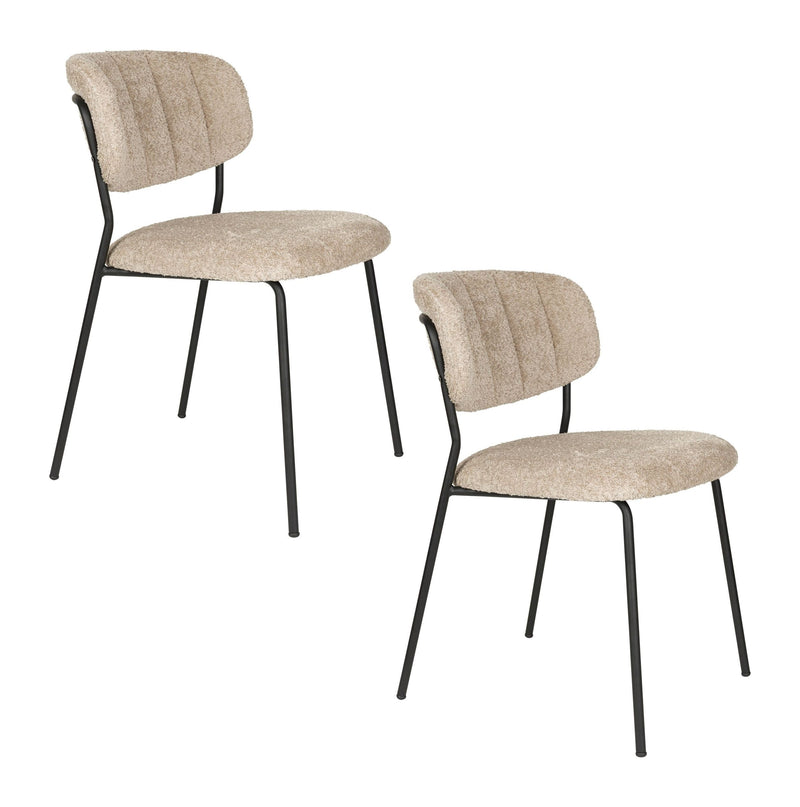 Esszimmerstuhl Jolien im 2er-Set, Beige mit schwarzem Metallgestell