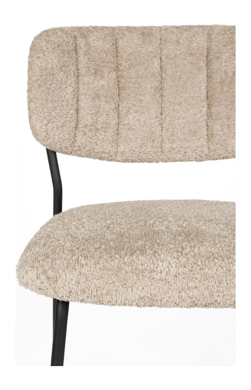 Esszimmerstuhl Jolien im 2er-Set, Beige mit schwarzem Metallgestell