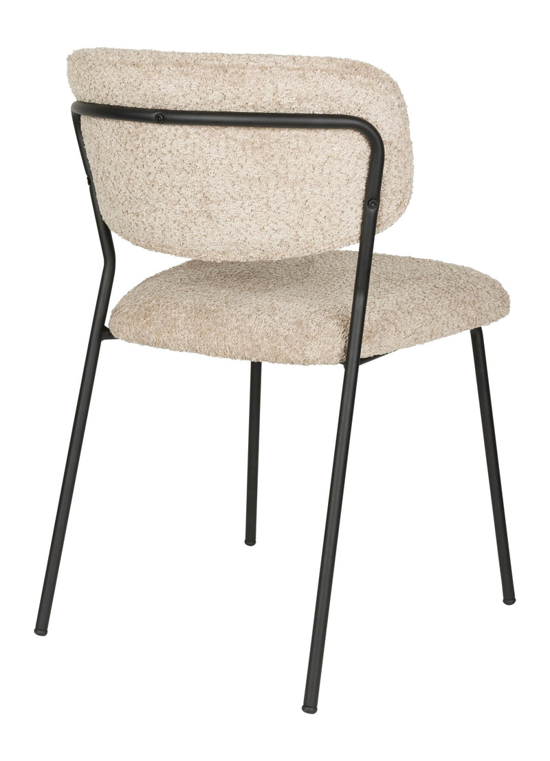 Esszimmerstuhl Jolien im 2er-Set, Beige mit schwarzem Metallgestell