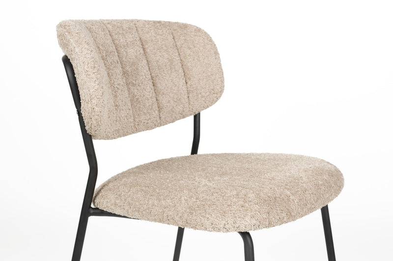 Esszimmerstuhl Jolien im 2er-Set, Beige mit schwarzem Metallgestell