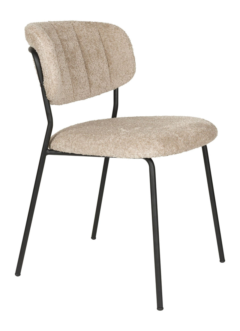 Esszimmerstuhl Jolien im 2er-Set, Beige mit schwarzem Metallgestell