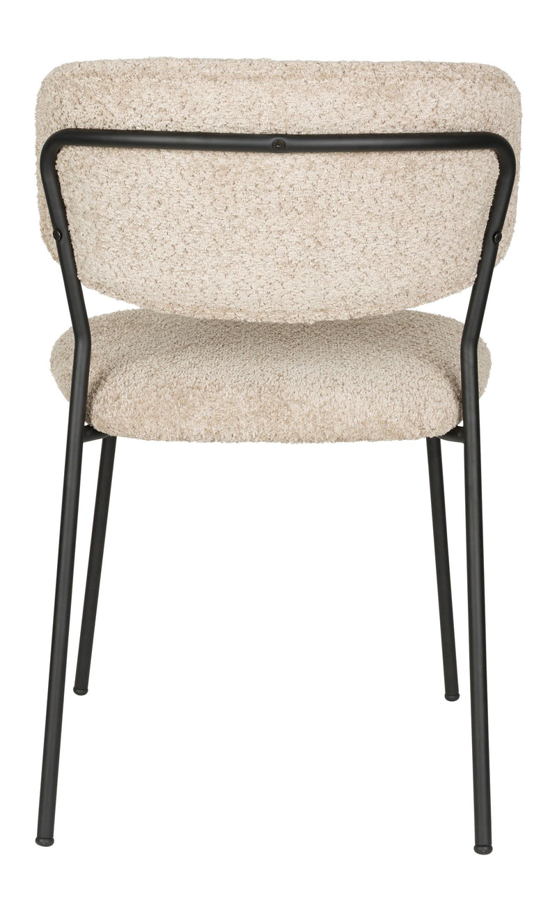 Esszimmerstuhl Jolien im 2er-Set, Beige mit schwarzem Metallgestell