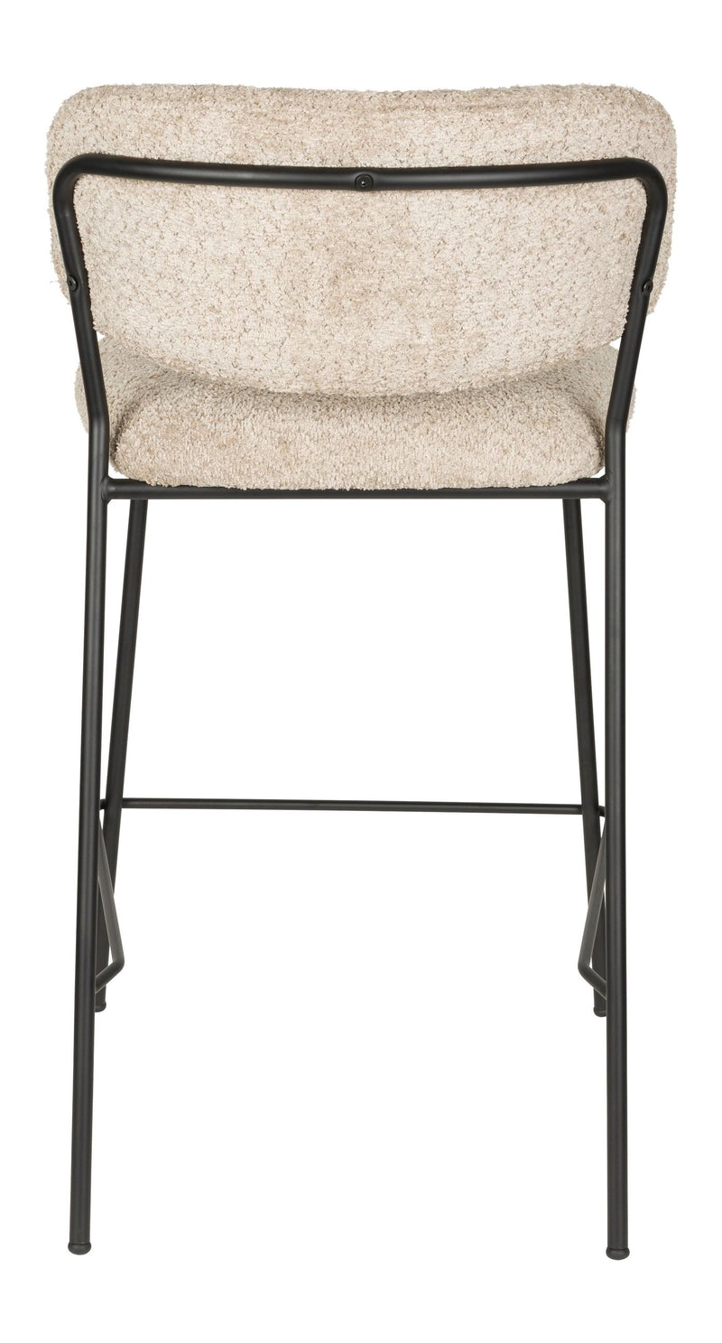 Barhocker Jolien im 2er-Set, Bouclé Beige mit schwarzem Metallgestell