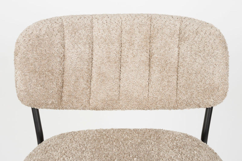 Barhocker Jolien im 2er-Set, Bouclé Beige mit schwarzem Metallgestell