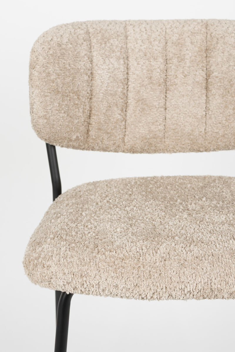 Barhocker Jolien im 2er-Set, Bouclé Beige mit schwarzem Metallgestell
