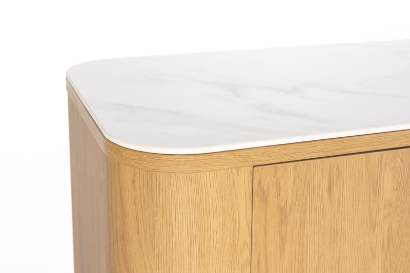 Hohes Sideboard Almira in Eiche-Optik mit Stauraum für Schlafzimmer