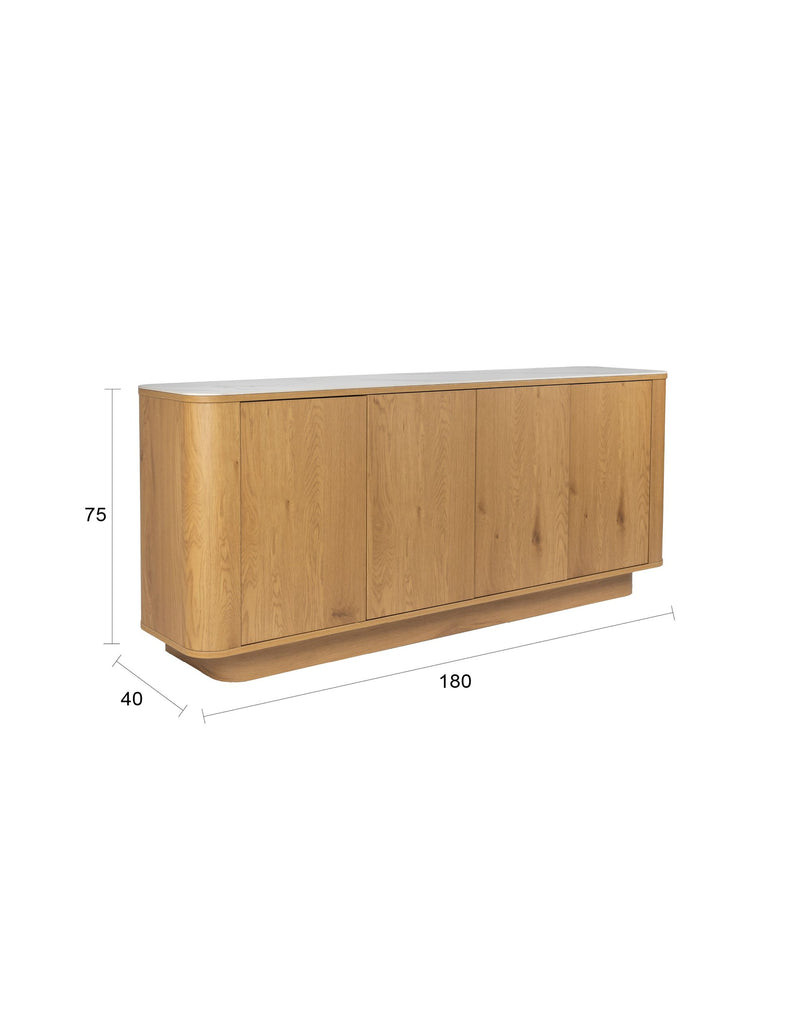 Hohes Sideboard Almira in Eiche-Optik mit Stauraum für Schlafzimmer