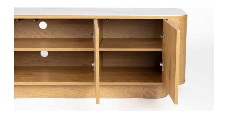 Sideboard Almira Low Eiche-Optik mit Stauraum für Wohnzimmer