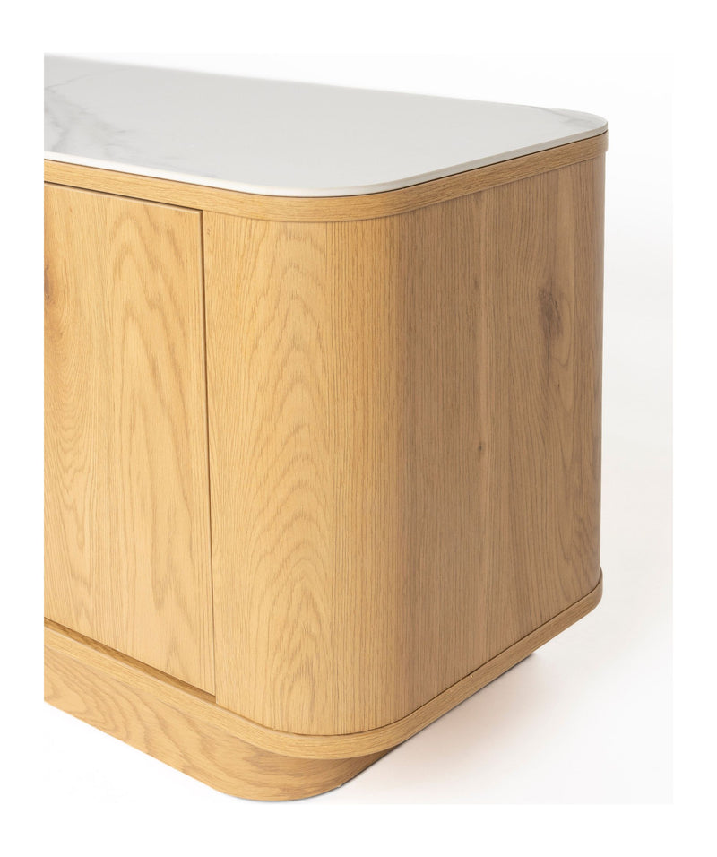 Sideboard Almira Low Eiche-Optik mit Stauraum für Wohnzimmer