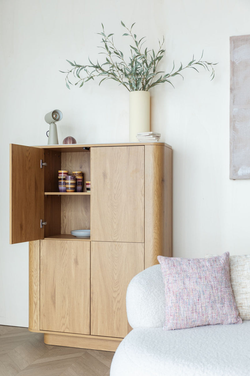 Schrank Almira Oak in Holzoptik mit Marmoroptik-Platte, 100 cm breit