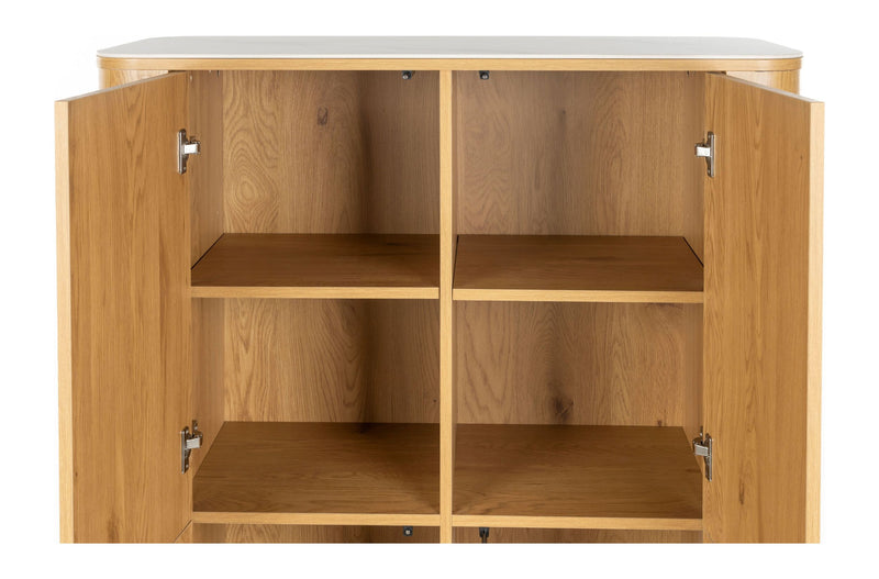 Schrank Almira Oak in Holzoptik mit Marmoroptik-Platte, 100 cm breit