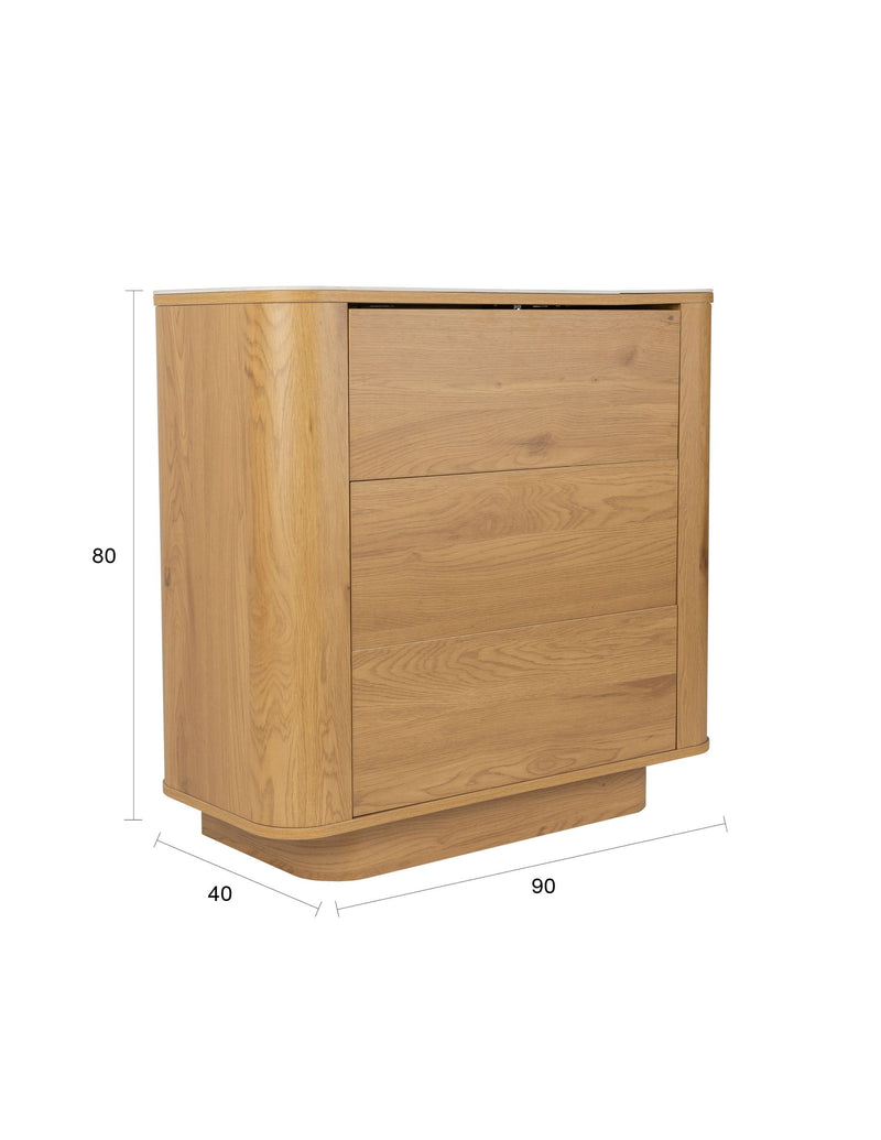 Schrank Almira Oak mit 3 Schubladen aus Holz in Eiche-Optik