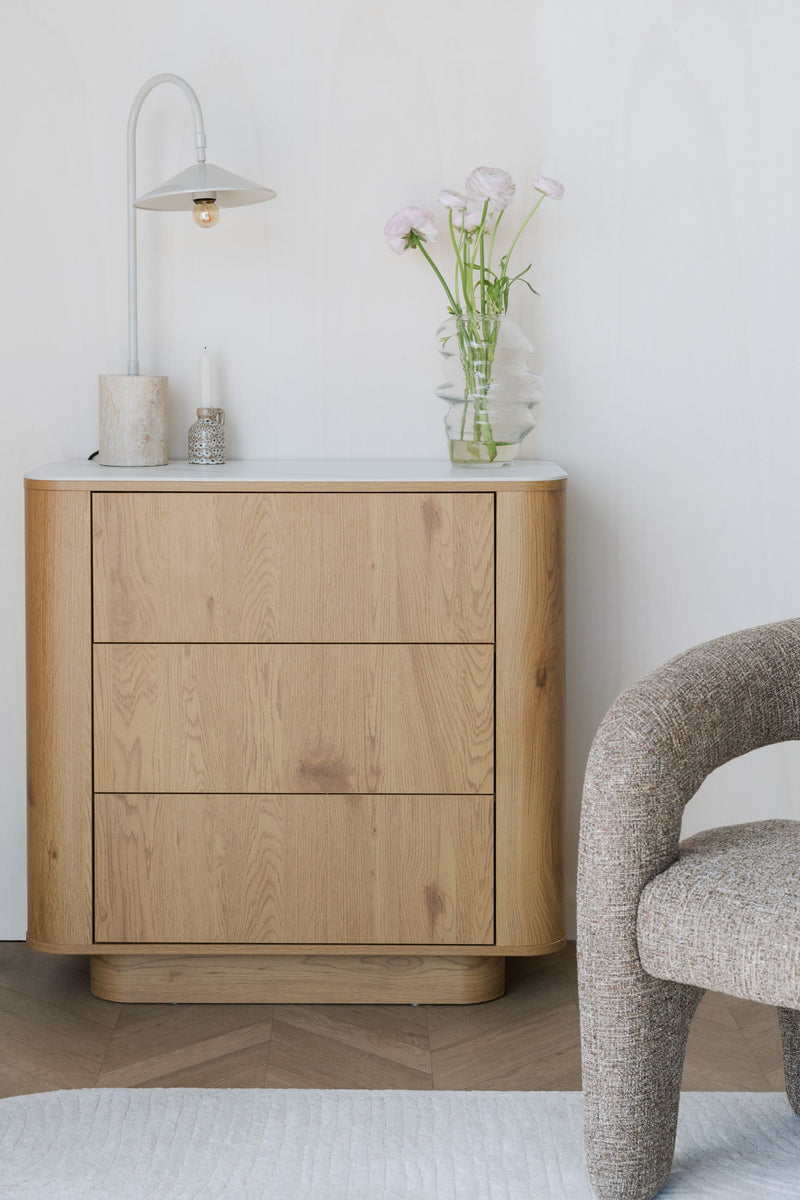 Schrank Almira Oak mit 3 Schubladen aus Holz in Eiche-Optik