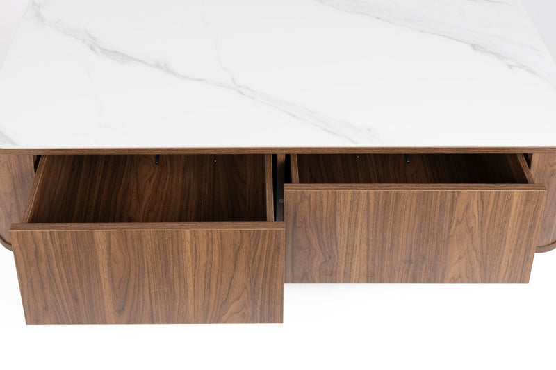 Couchtisch Almira aus Holz in Walnuss, Rechteckig für das Wohnzimmer