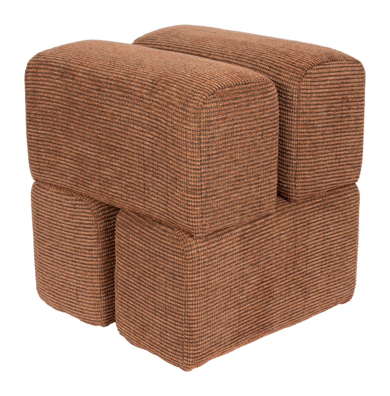 Hocker Staple Terracotta mit verspieltem Blockdesign, 40x40 cm