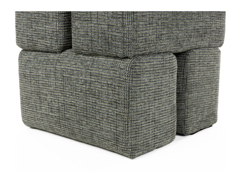 Hocker Staple im Blockdesign, Grün mit weichem Polyesterbezug