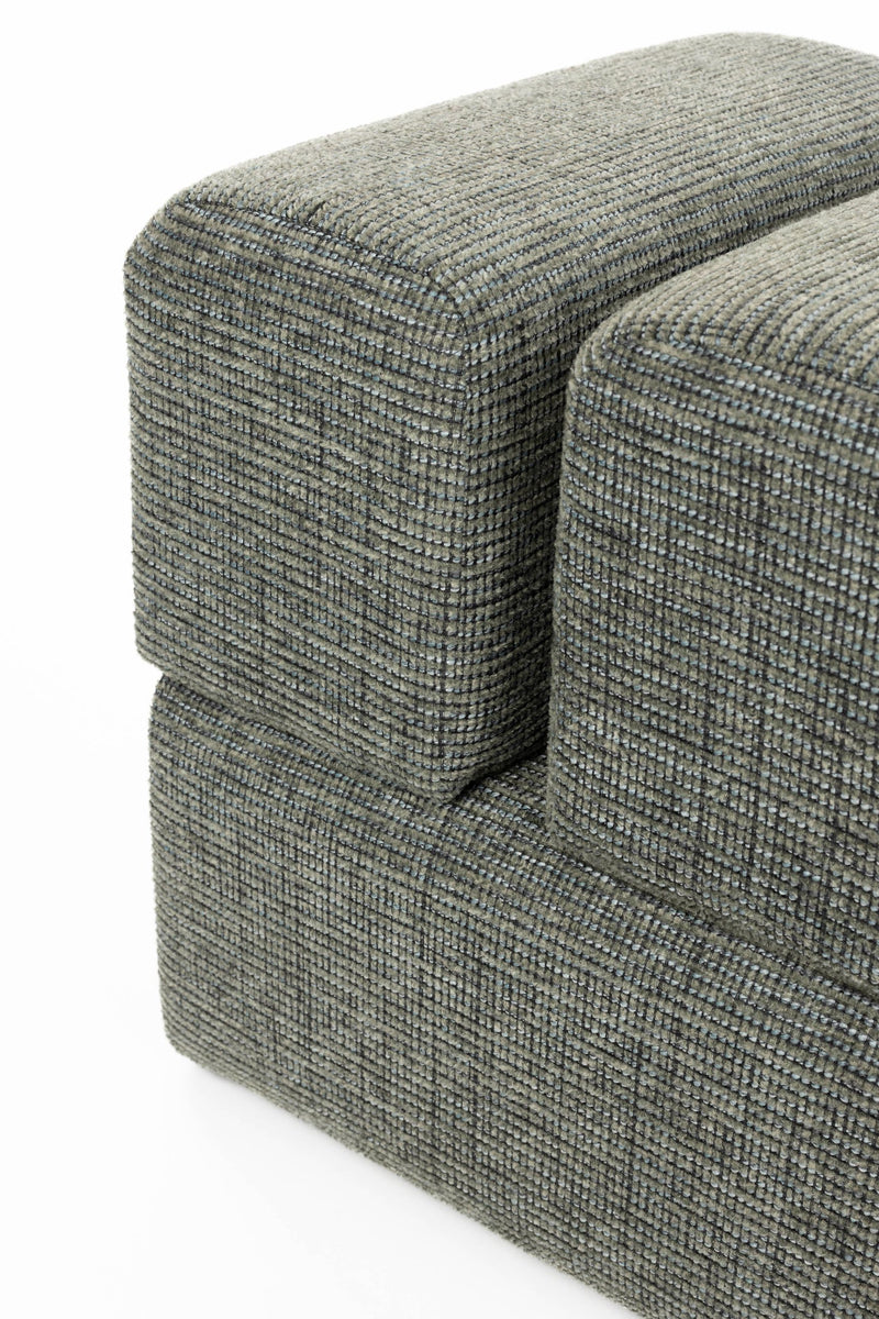 Hocker Staple im Blockdesign, Grün mit weichem Polyesterbezug