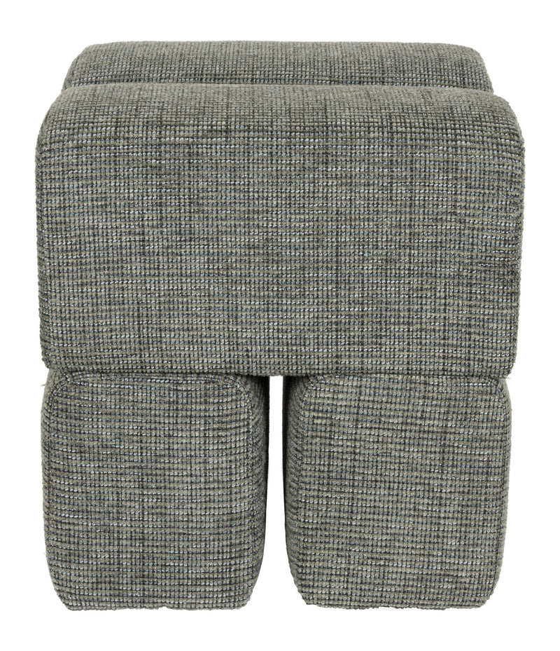Hocker Staple im Blockdesign, Grün mit weichem Polyesterbezug