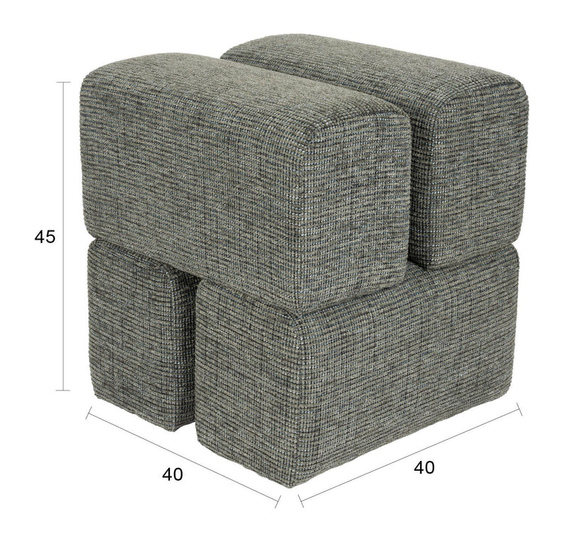 Hocker Staple im Blockdesign, Grün mit weichem Polyesterbezug
