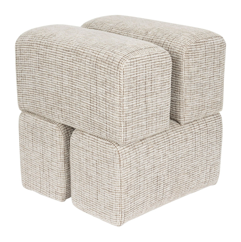 Hocker Staple Braun mit verspieltem Blockdesign aus Polyester
