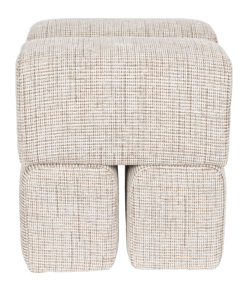 Hocker Staple Braun mit verspieltem Blockdesign aus Polyester