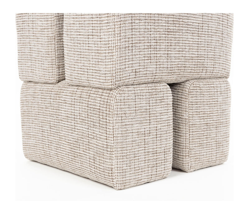 Hocker Staple Braun mit verspieltem Blockdesign aus Polyester