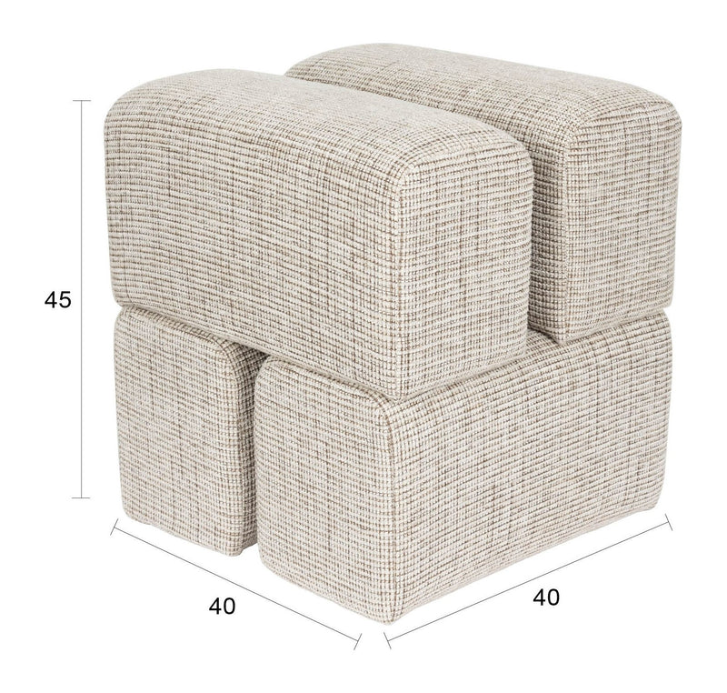 Hocker Staple Braun mit verspieltem Blockdesign aus Polyester