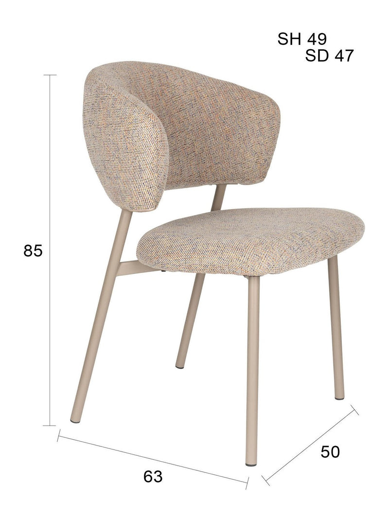 Esszimmerstuhl Jasmine im 2er-Set, Multicolour mit Metallgestell
