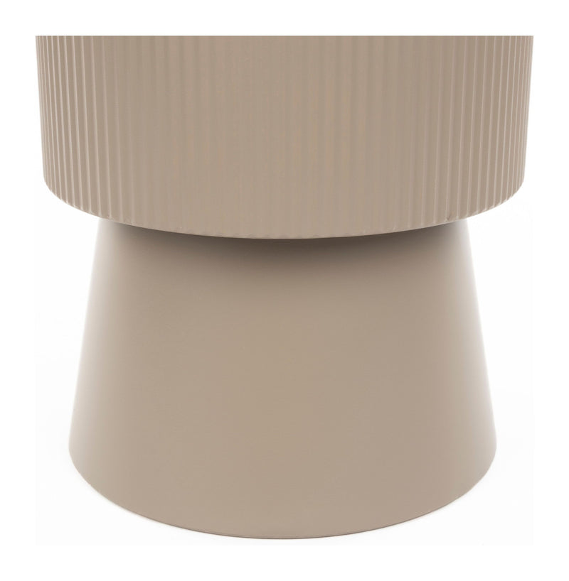 Beistelltisch Brian mit Rauchglas-Platte und Gestell aus Eisen, Beige