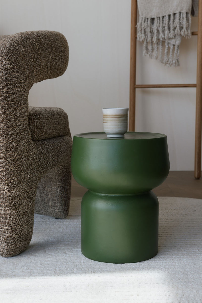 Beistelltisch Eline aus MGO in Grün mit rundem Design für Wohnzimmer
