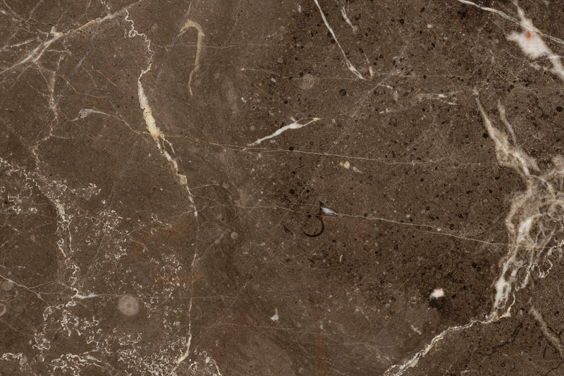 Beistelltisch Anna, rund, mit Marmorplatte und beigem Eisengestell