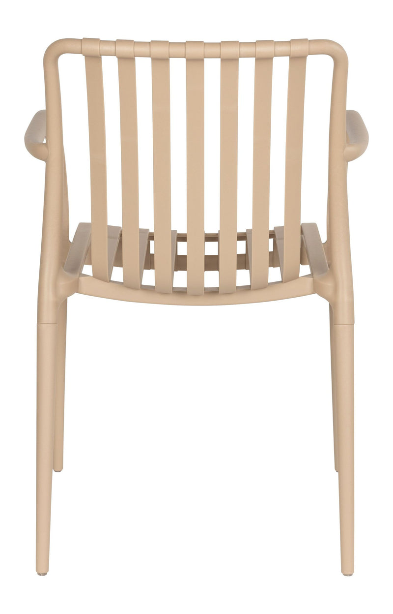 Gartenstuhl Amae im 4er-Set, Beige aus wetterfestem Kunststoff