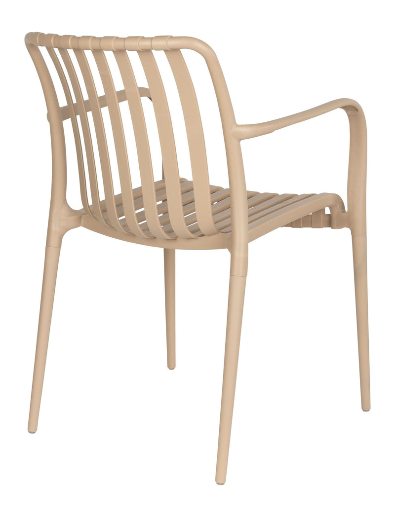 Gartenstuhl Amae im 4er-Set, Beige aus wetterfestem Kunststoff