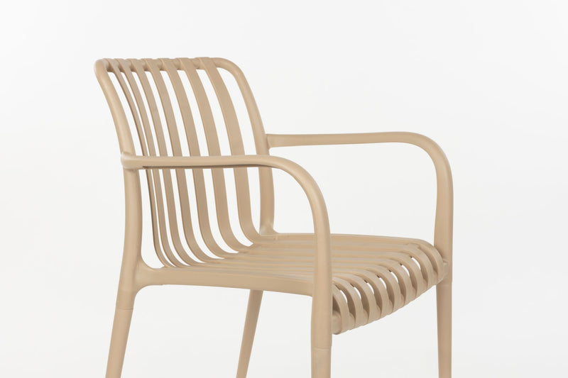 Gartenstuhl Amae im 4er-Set, Beige aus wetterfestem Kunststoff