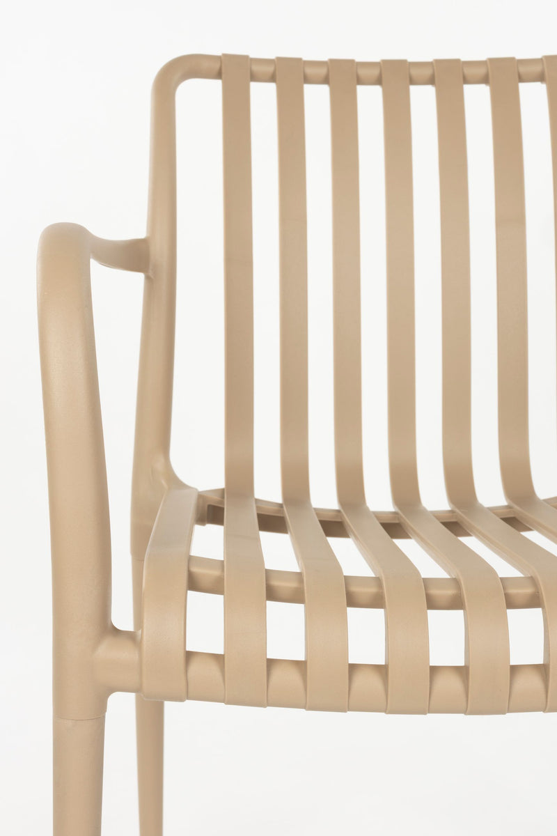 Gartenstuhl Amae im 4er-Set, Beige aus wetterfestem Kunststoff