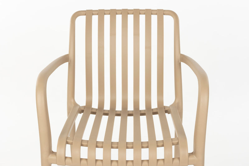 Gartenstuhl Amae im 4er-Set, Beige aus wetterfestem Kunststoff
