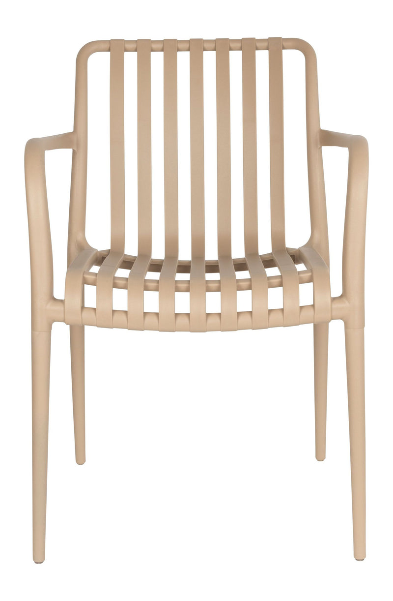Gartenstuhl Amae im 4er-Set, Beige aus wetterfestem Kunststoff