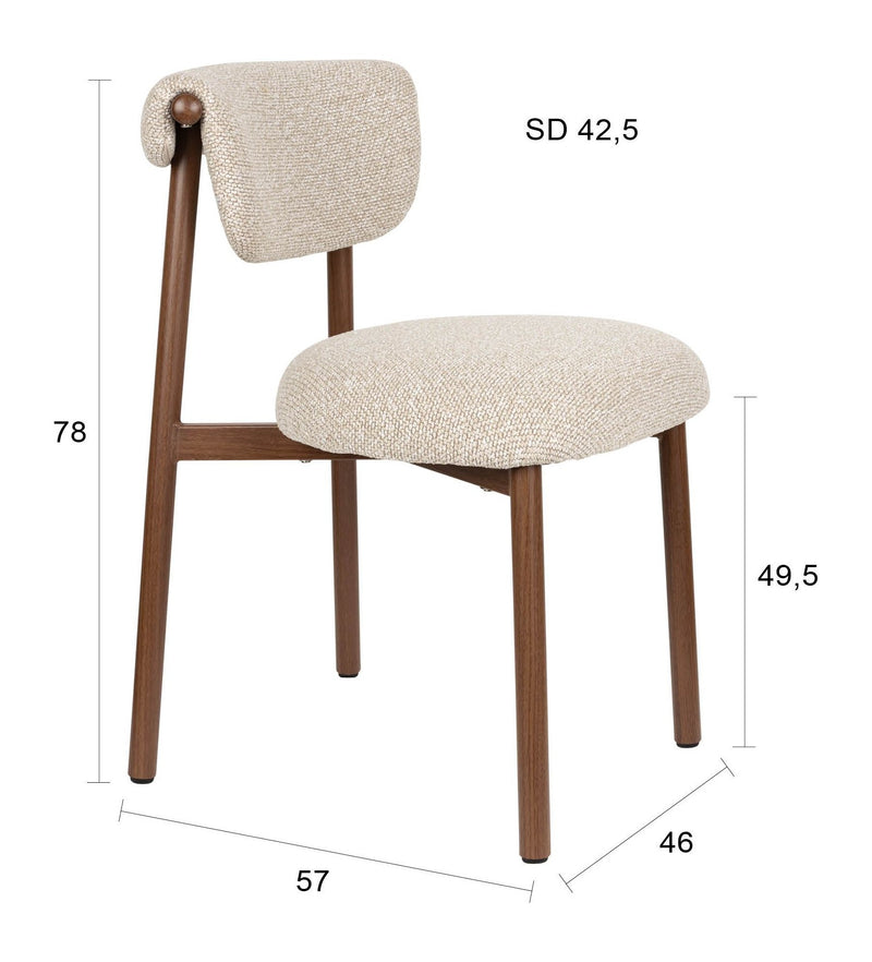Esszimmerstuhl Lee im 2er-Set, Beige mit Stahlgestell fürs Esszimmer