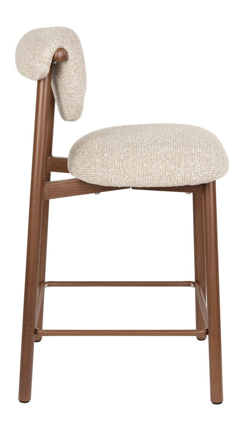 Barhocker Lee im 2er-Set, Beige mit Stoffbezug und Metallgestell