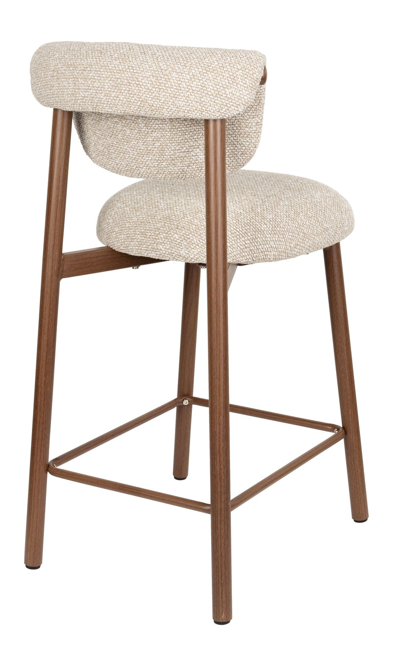Barhocker Lee im 2er-Set, Beige mit Stoffbezug und Metallgestell