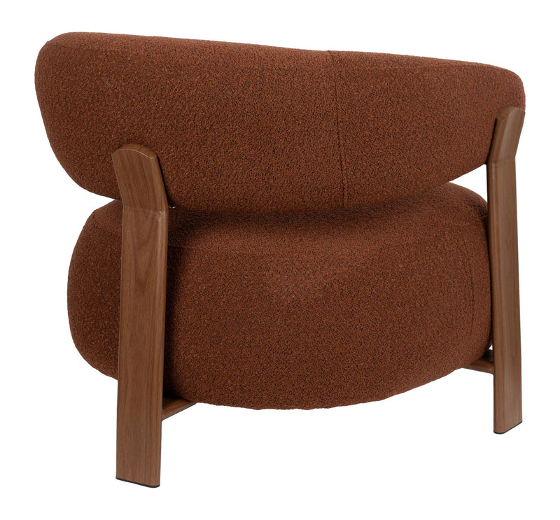 Loungesessel Robyn mit Metallgestell in Braun aus grob gewebtem Stoff